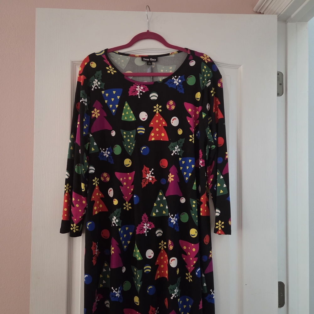 Colorful Long Sleeve Dress with Geometric Patterns